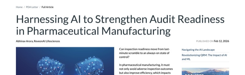 PDA Letter article — harnessing AI to strengthen audit readiness in pharmaceutical manufacturing