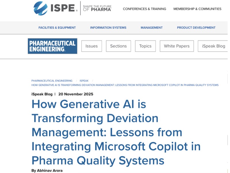 ISPE iSpeak article — how generative AI is transforming deviation management